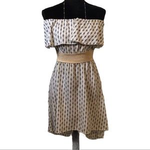 Anchor & Star Ivory & Navy Blue Strapless Dress M